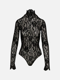 High Neck Lace Bodysuit,VALENTINO GARAVANI,NERO,Image 1