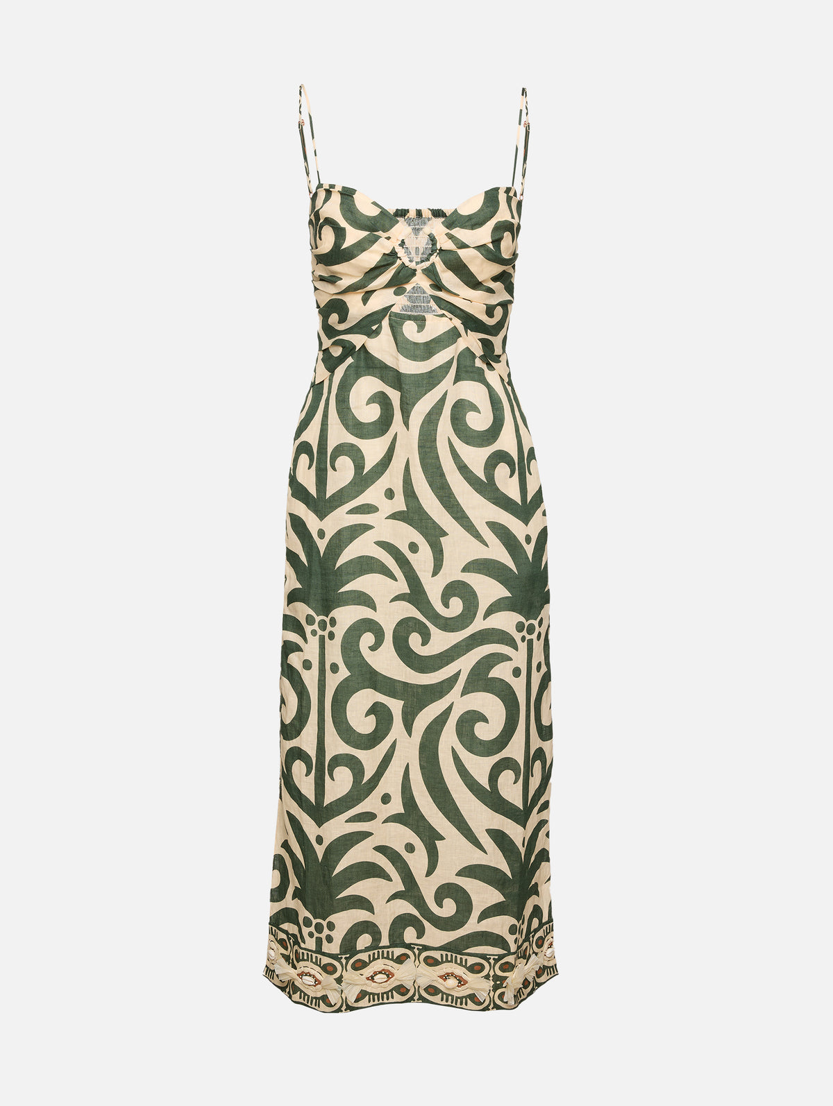 Water Adventure Midi Dress,JOHANNA ORTIZ,ECRU/GREEN,Image 1