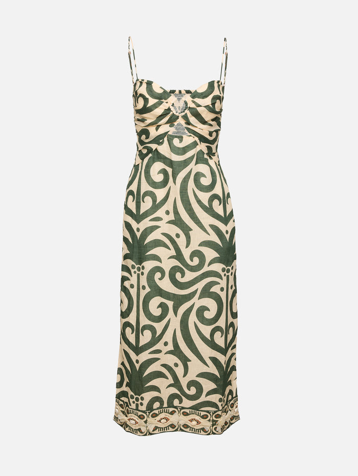 Water Adventure Midi Dress,JOHANNA ORTIZ,ECRU/GREEN,Image 1