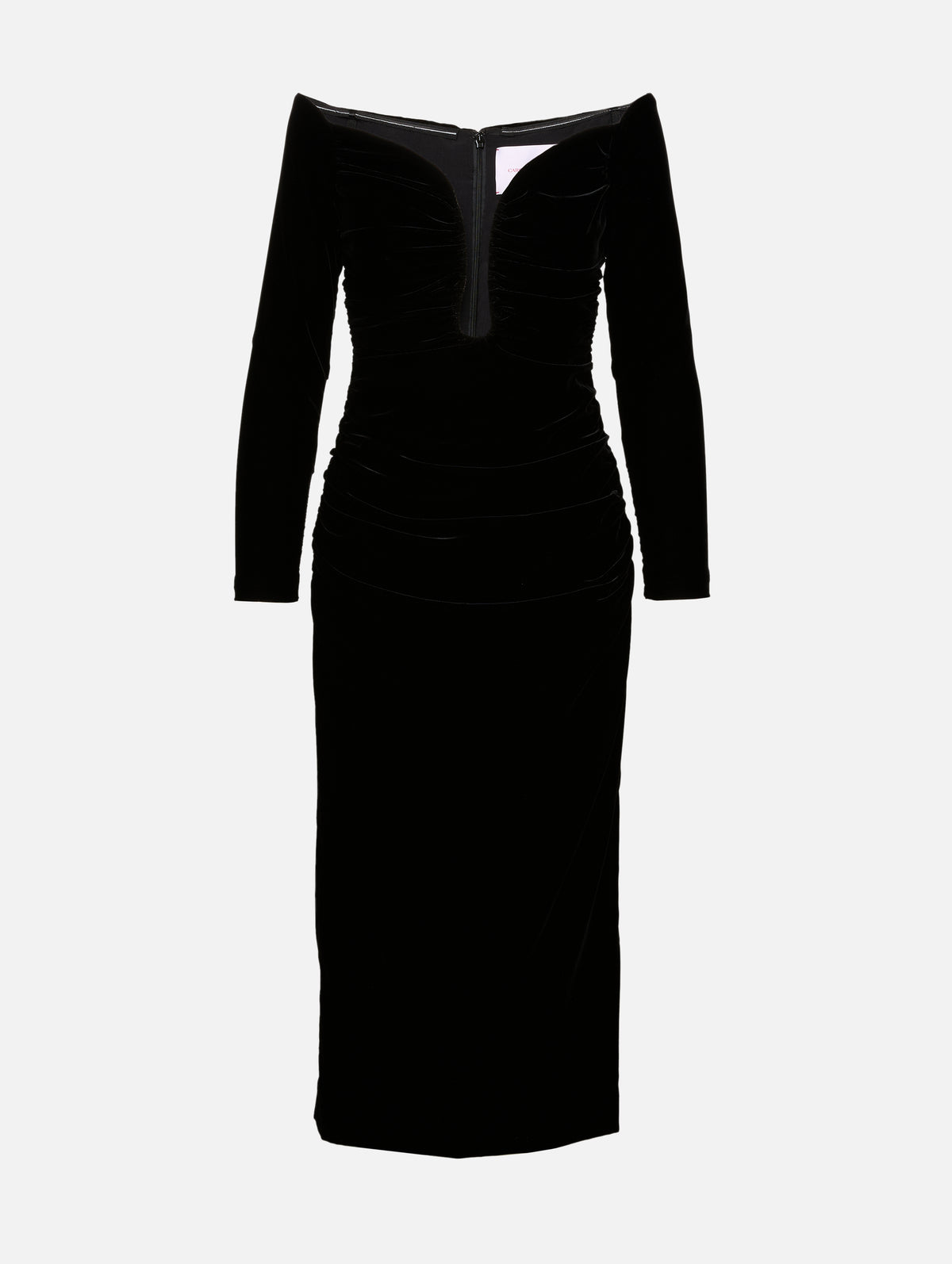 Deep U Neck Midi Dress,CAROLINA HERRERA,BLACK,Image 1