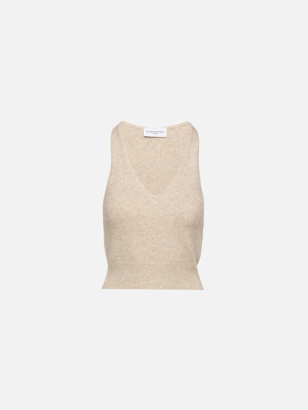 Reese V Neck Tank,BRANDON MAXWELL,MARLED OATMEAL,Image 1