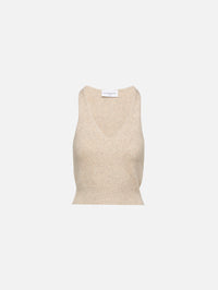 Reese V Neck Tank,BRANDON MAXWELL,MARLED OATMEAL,Image 1