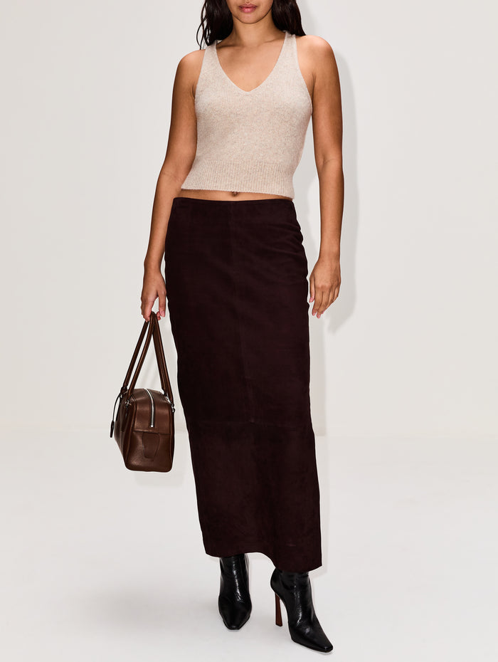Reese V Neck Tank,BRANDON MAXWELL,MARLED OATMEAL,Image 1