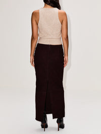 Suede Column Skirt,ST AGNI,COFFEE,Image 4