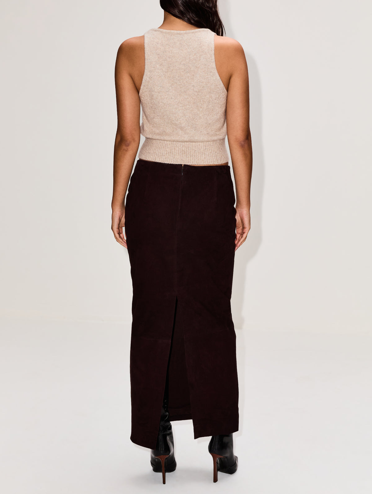 Reese V Neck Tank,BRANDON MAXWELL,MARLED OATMEAL,Image 3