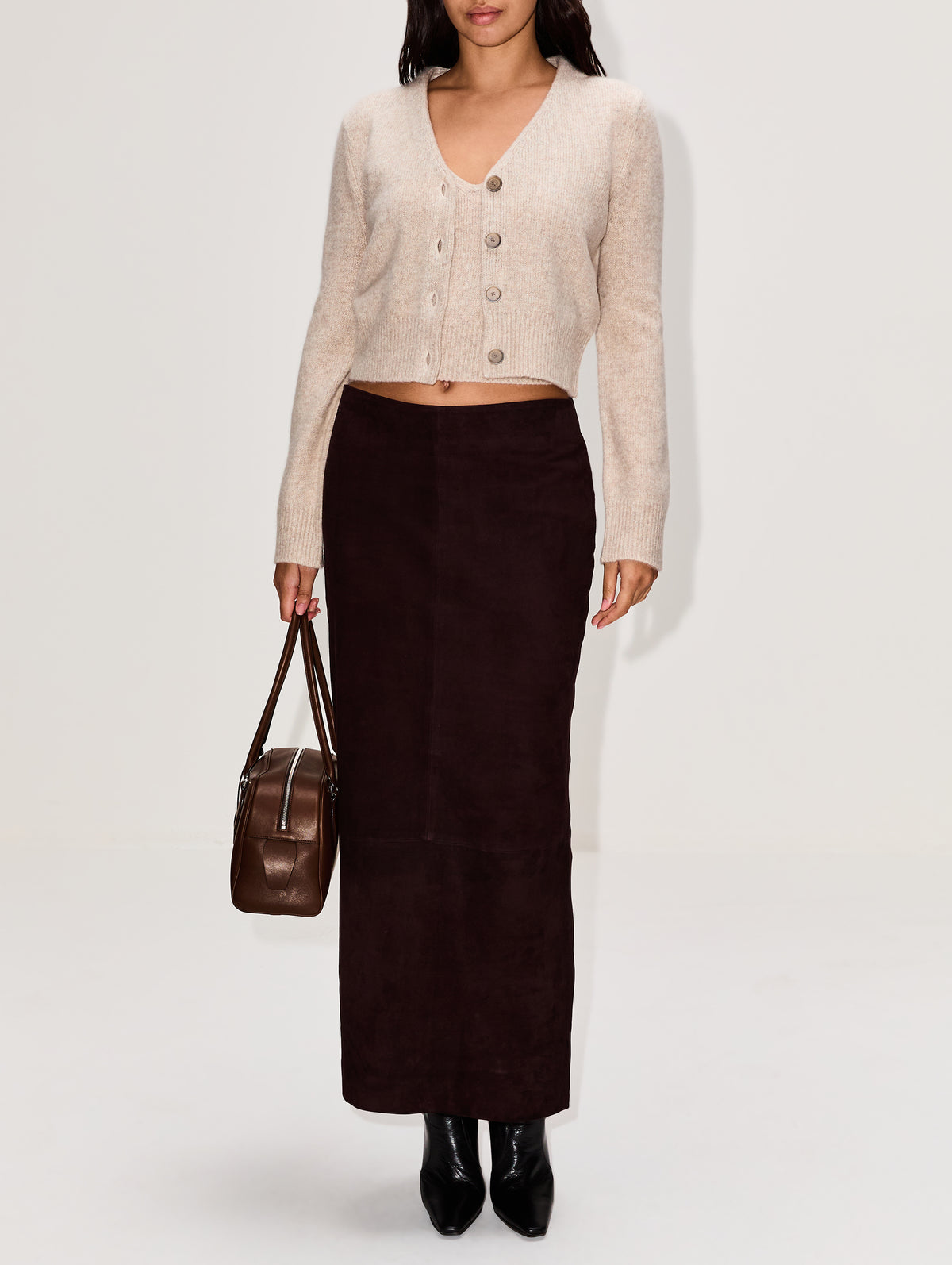 Sloane Cardigan,BRANDON MAXWELL,MARLED OATMEAL,Image 2