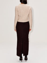 Sloane Cardigan,BRANDON MAXWELL,MARLED OATMEAL,Image 3