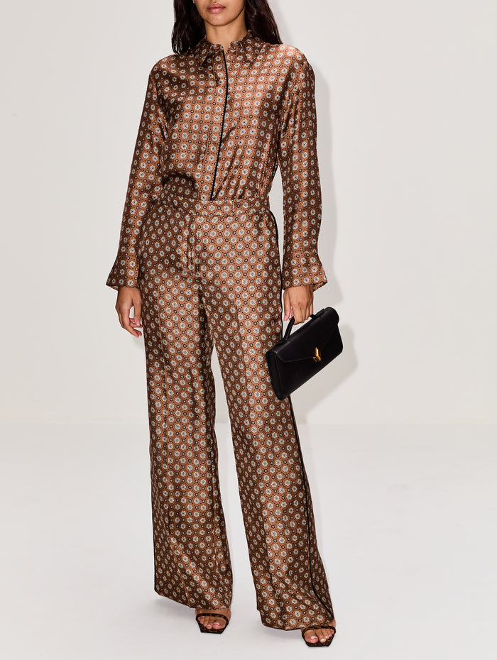 Graphic Dreams Blouse,DOROTHEE SCHUMACHER,BROWN BIG TIE,Image 1