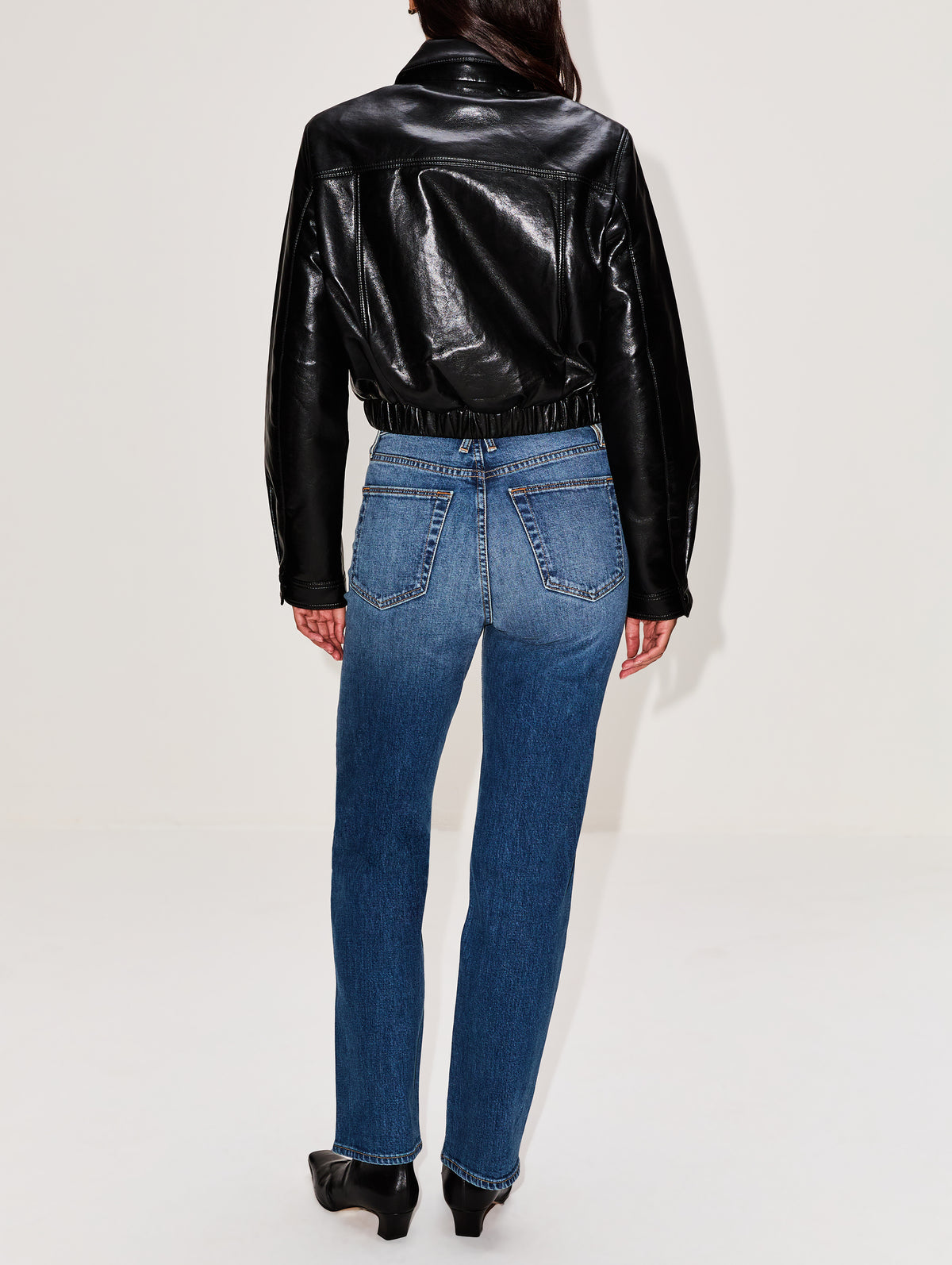 Essie Recycled Cropped Jacket,AGOLDE,BLACK,Image 3