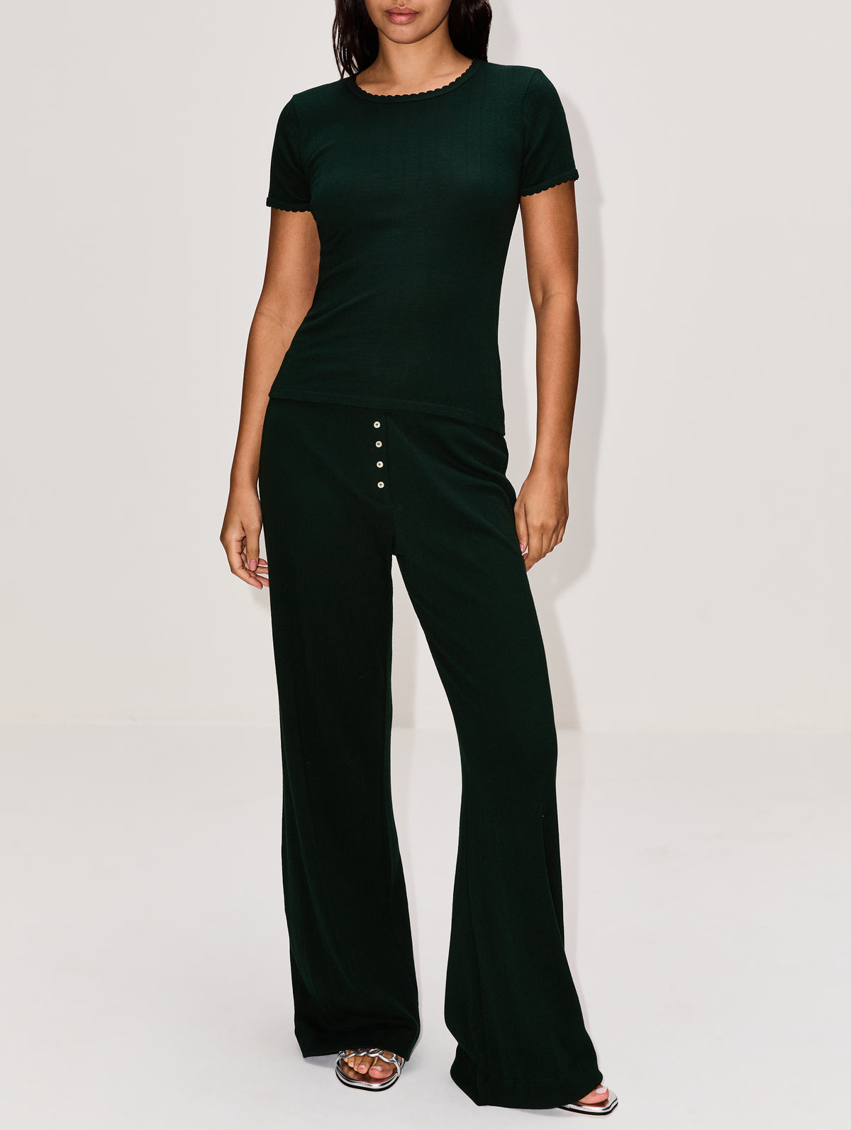 Pointelle Boxer Pant,LESET,FOREST,Image 2