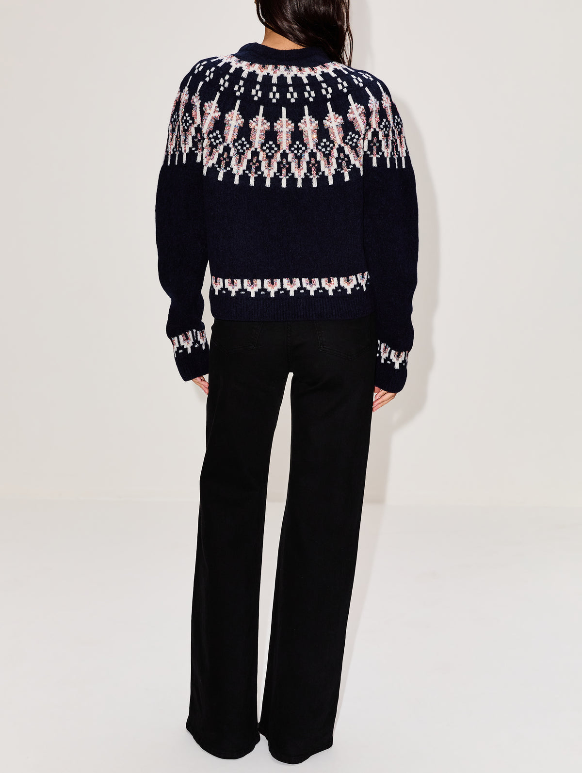 Printed Crew Neck Sweater,LOEWE,NAVY/MULTI,Image 3