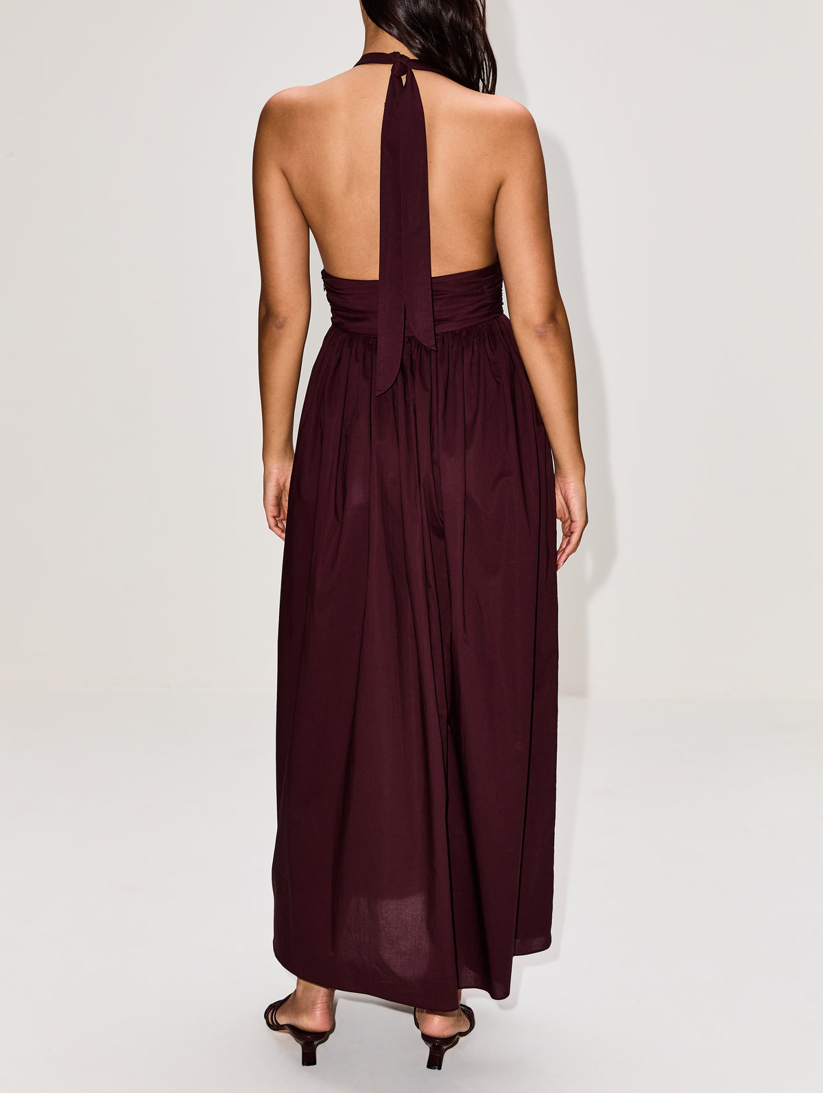 Plunge Halter Dress,MATTEAU,AUBERGINE,Image 4