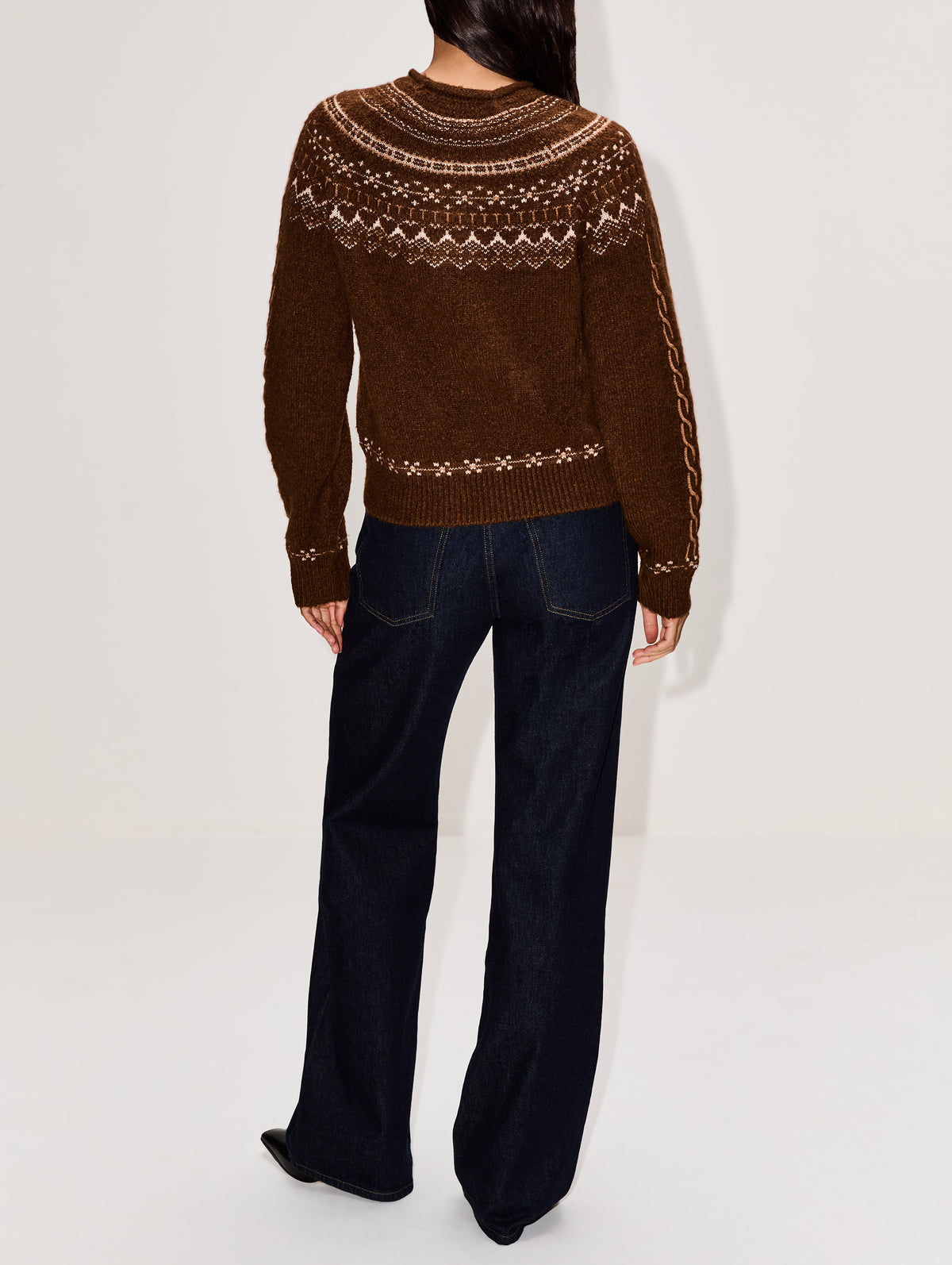 Cloud Chalet Crew Sweater,GUEST IN RESIDENCE,CHESTNUT COMBO,Image 3