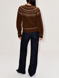 Cloud Chalet Crew Sweater,GUEST IN RESIDENCE,CHESTNUT COMBO,Image 3