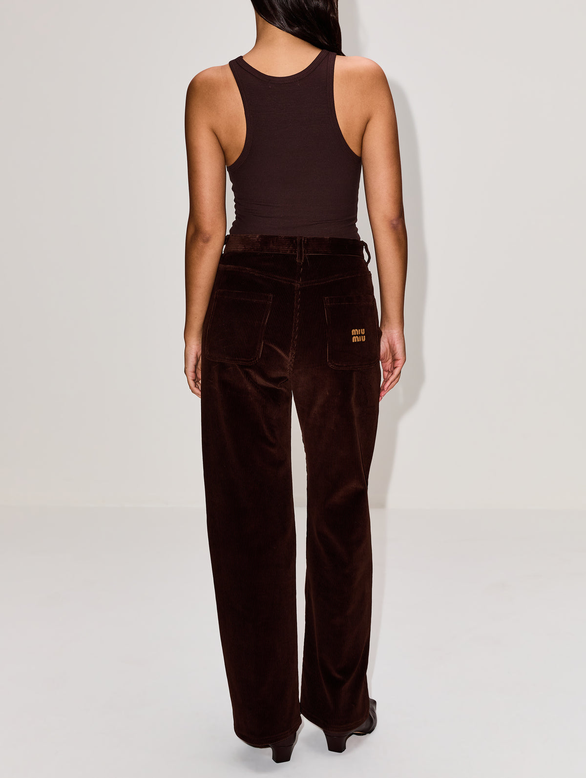 Corduroy Pant,MIU MIU,COCOA BROWN,Image 4