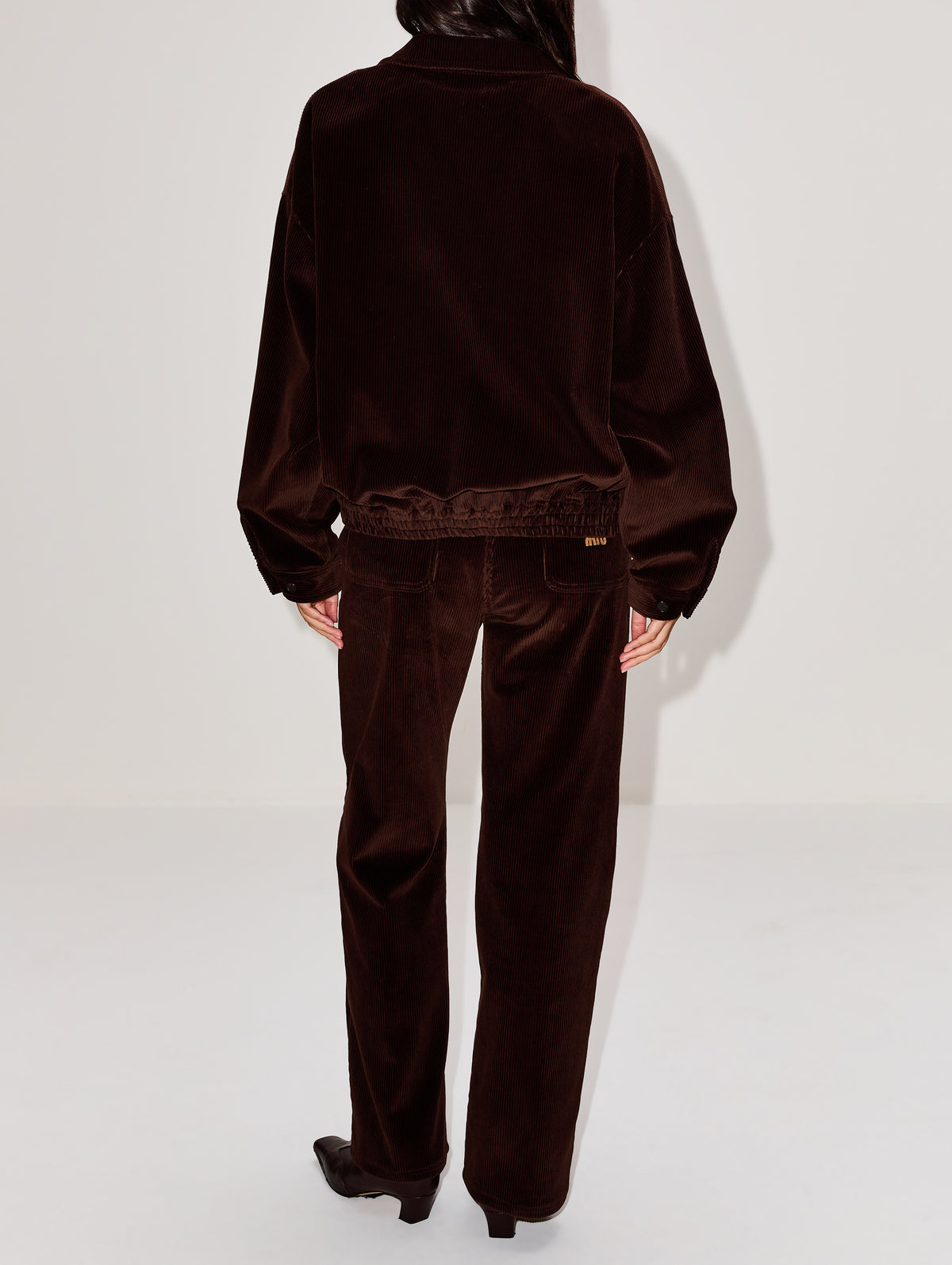 Corduroy Jacket,MIU MIU,COCOA BROWN,Image 3