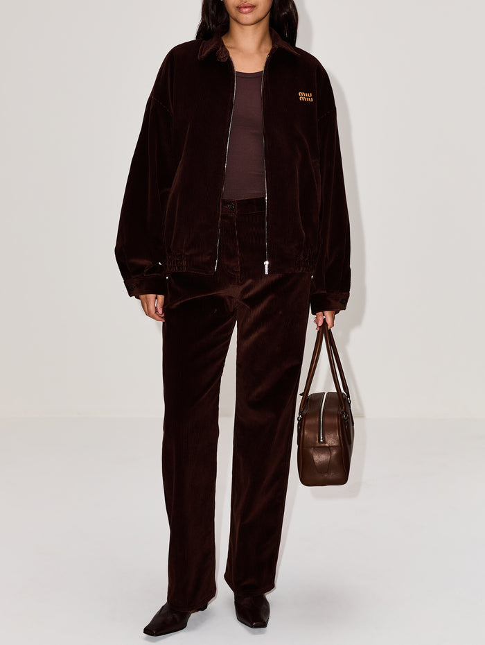 Corduroy Jacket,MIU MIU,COCOA BROWN,Image 1