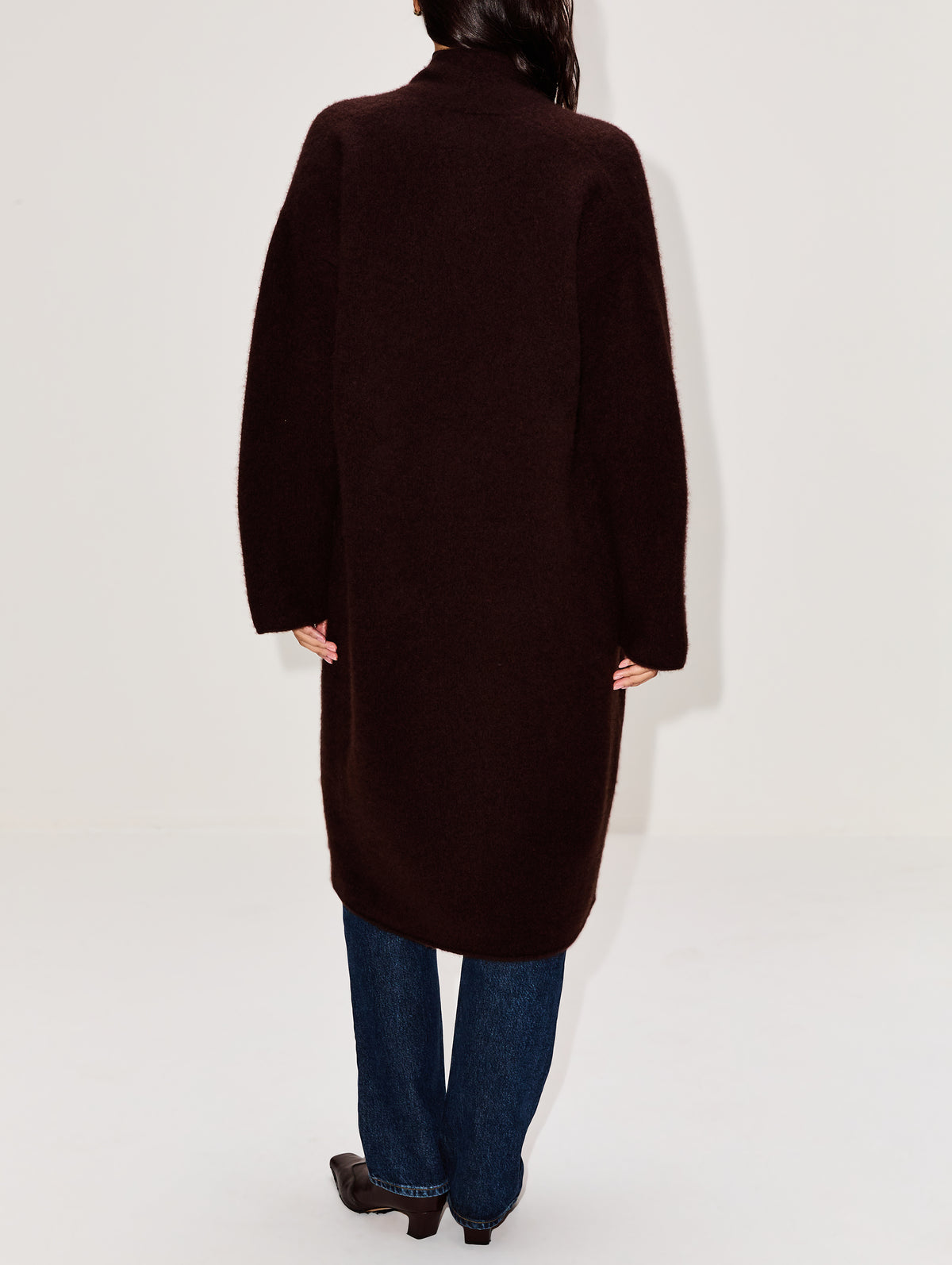 Slim Cocoon Coat,LAINEY KEOGH,WARM DEEP CHOCOLATE,Image 3