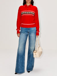 Cable Collegiate Polo Sweater,GUEST IN RESIDENCE,CHILI COMBO,Image 2