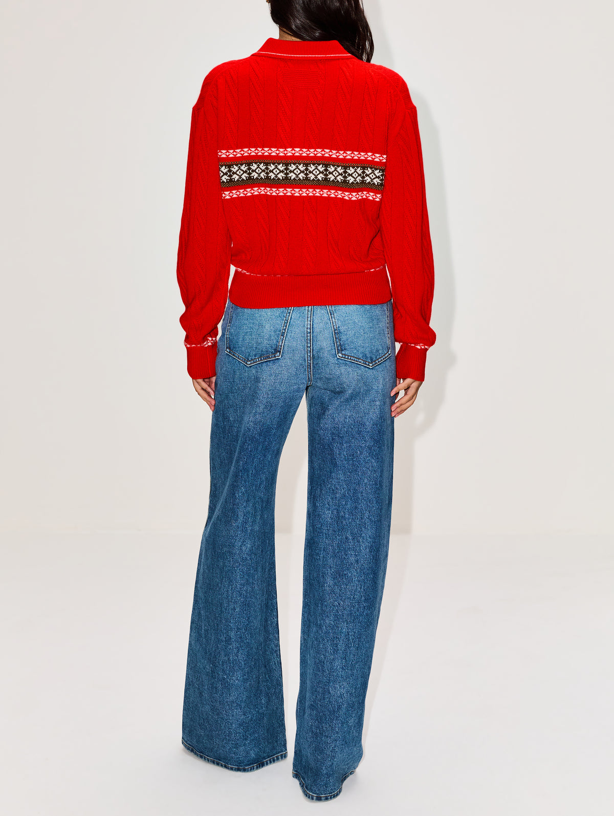 Cable Collegiate Polo Sweater,GUEST IN RESIDENCE,CHILI COMBO,Image 3