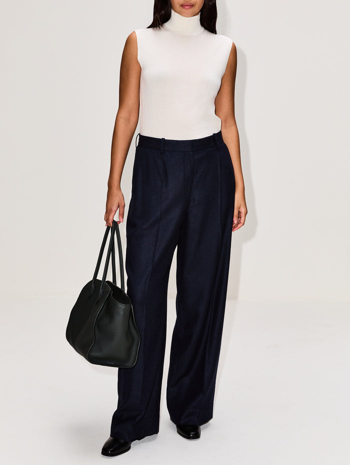 Sleeveless Fine Turtleneck Top,TOTÉME,ECRU,Image 1