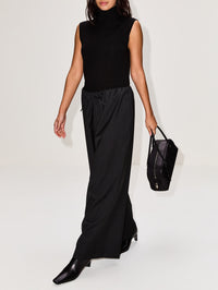 Drawstring Dinner Trouser,TOTÉME,CHARCOAL,Image 3