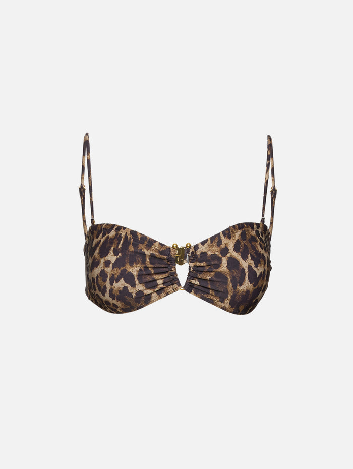 Bandeau Bikini Top,NILI LOTAN,VINTAGE LEOPARD,Image 1