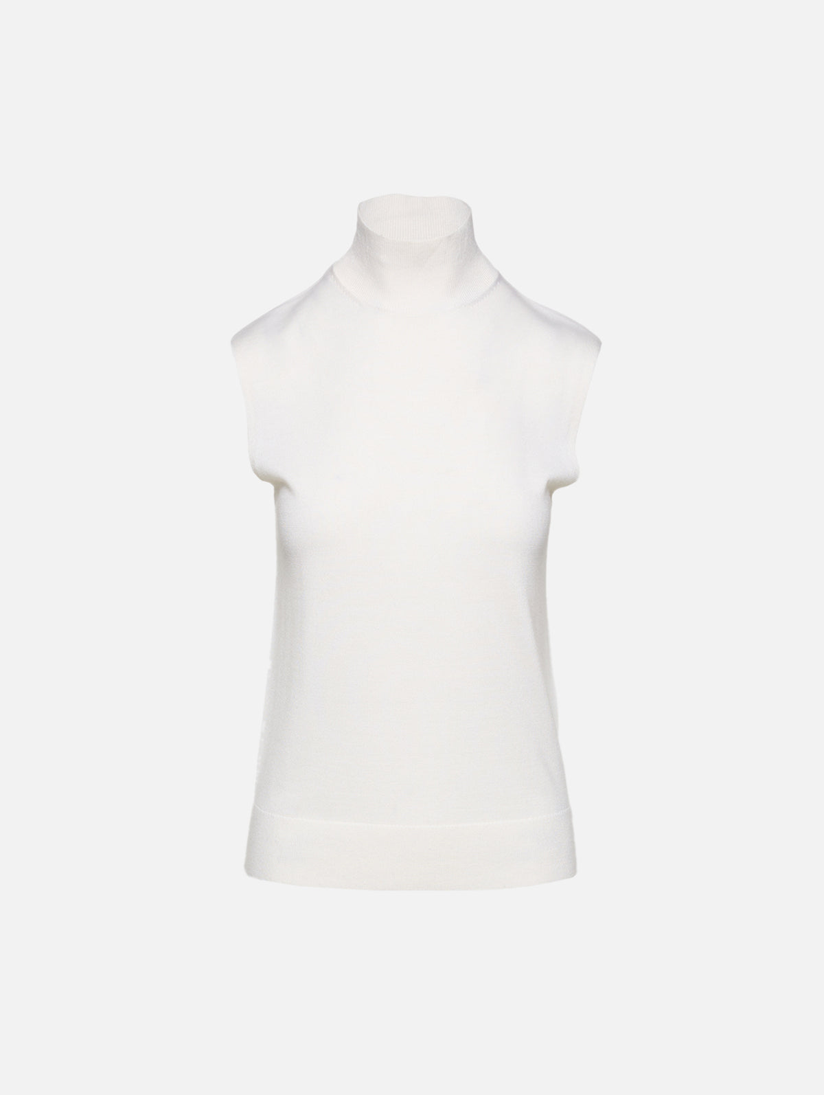 Sleeveless Fine Turtleneck Top,TOTÉME,ECRU,Image 1