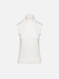 Sleeveless Fine Turtleneck Top,TOTÉME,ECRU,Image 1