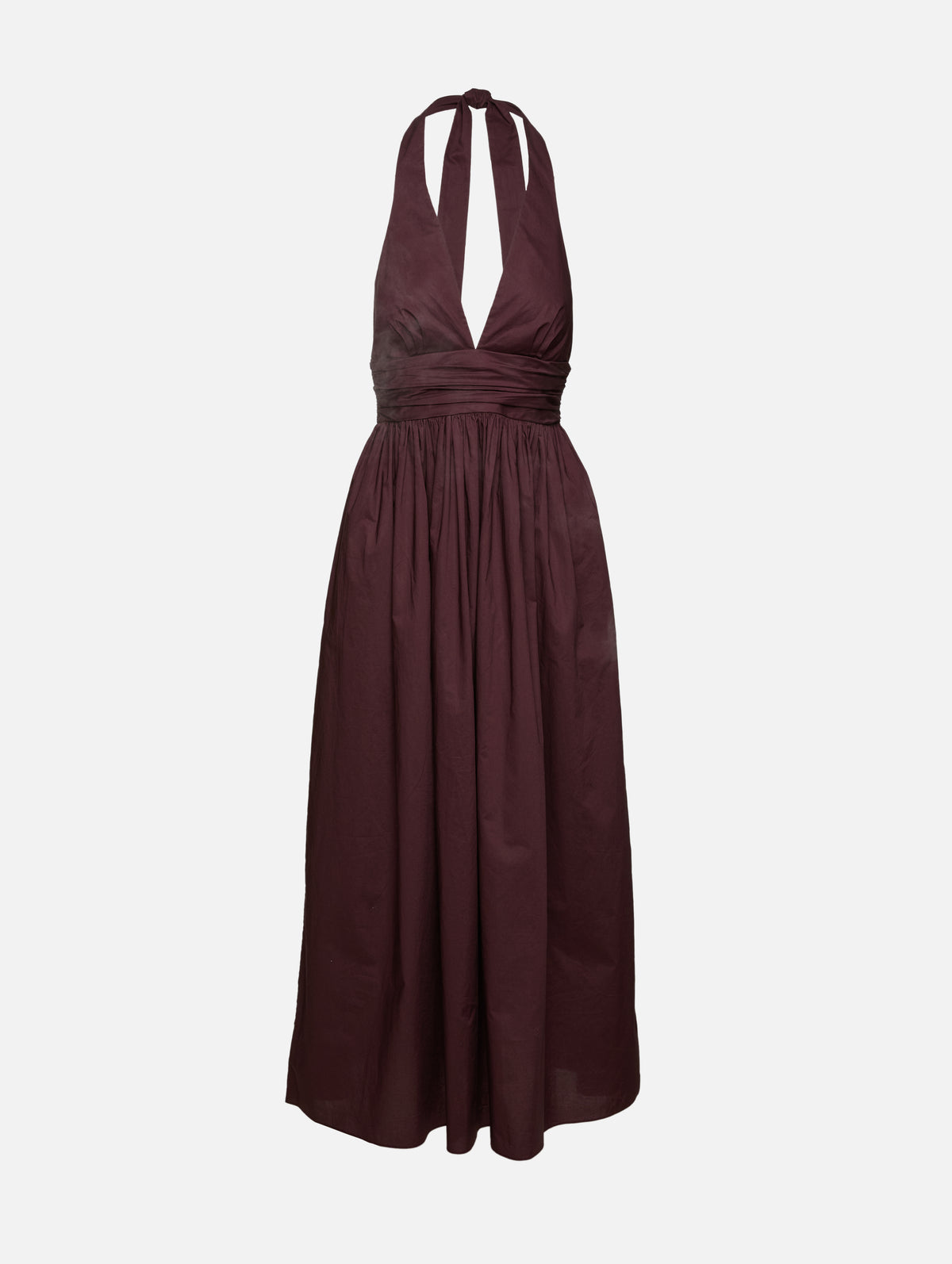 Plunge Halter Dress,MATTEAU,AUBERGINE,Image 1