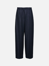 Wide Flannel Trouser,TOTÉME,NAVY,Image 1