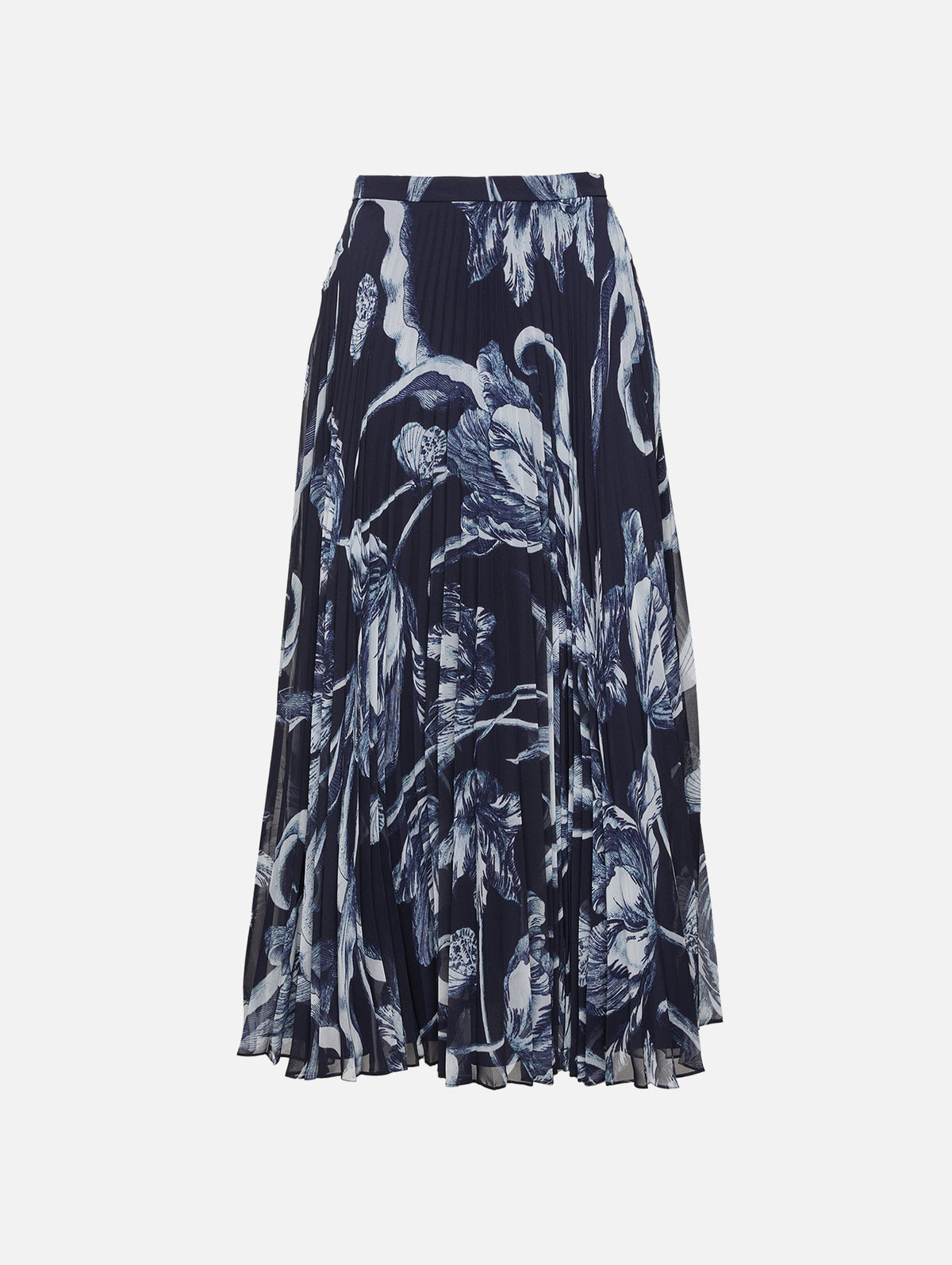 Pleated Midi Skirt,ERDEM,BOTANICAL MIDNI,Image 1
