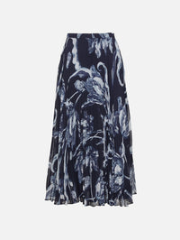 Pleated Midi Skirt,ERDEM,BOTANICAL MIDNI,Image 1
