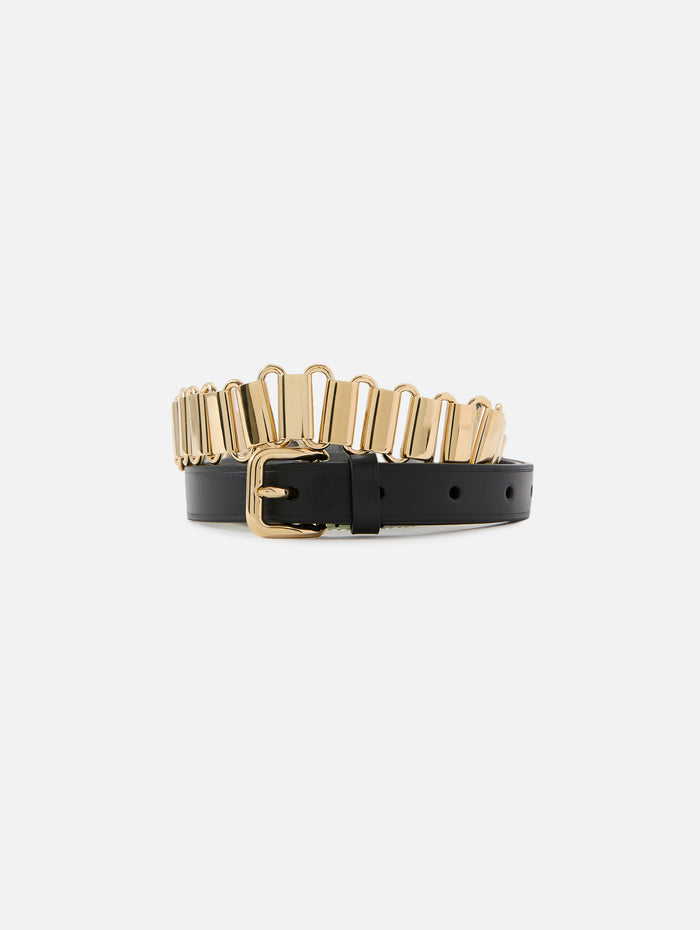 Chain Leather Belt,MIU MIU,BLACK,Image 1
