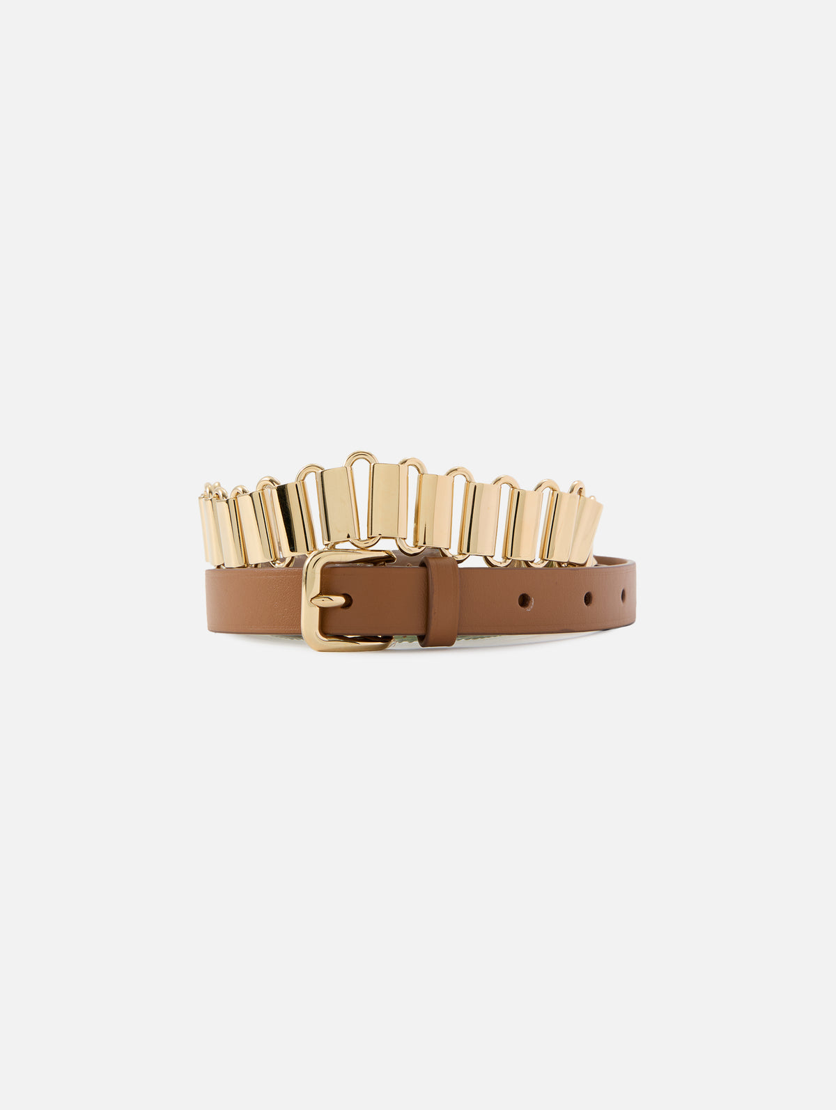 Chain Leather Belt,MIU MIU,CARAMEL,Image 1