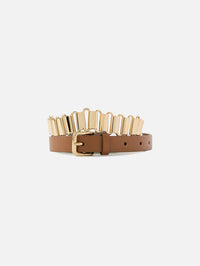 Chain Leather Belt,MIU MIU,CARAMEL,Image 1