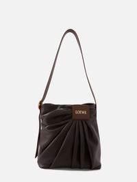 Draped Tote Bag,LOEWE,DARK BROWN,Image 1