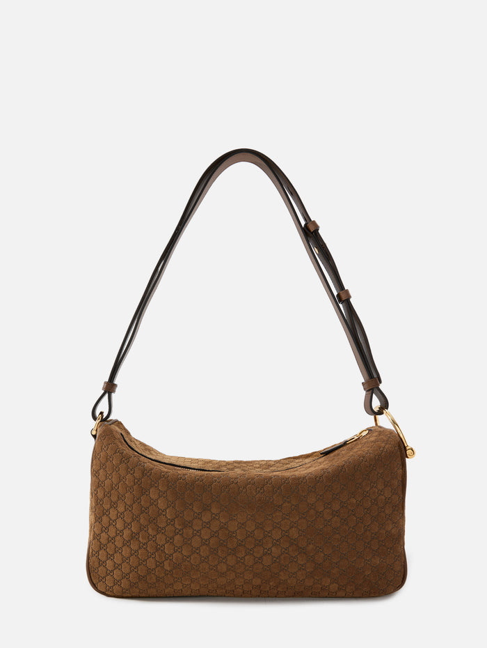 G Half Horsebit Shoulder Bag,GUCCI,DARK BROWN,Image 1