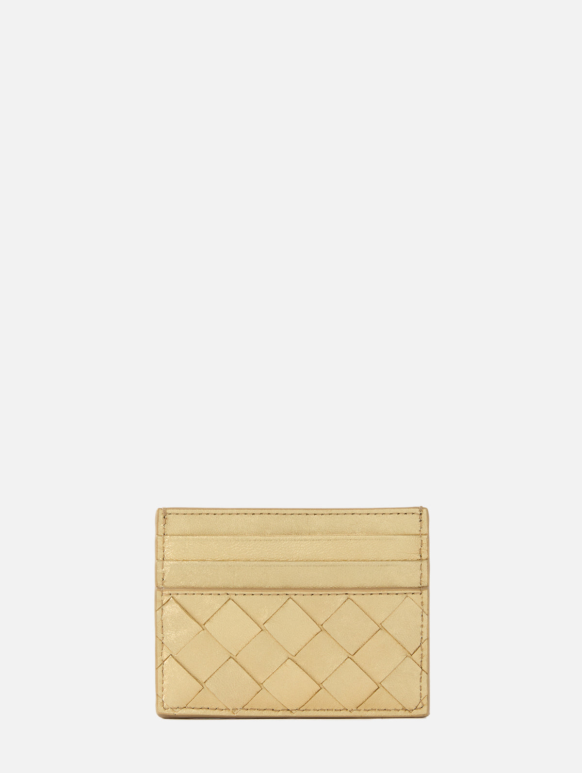 Intrecciato Credit Card Case,BOTTEGA VENETA,GOLD,Image 2