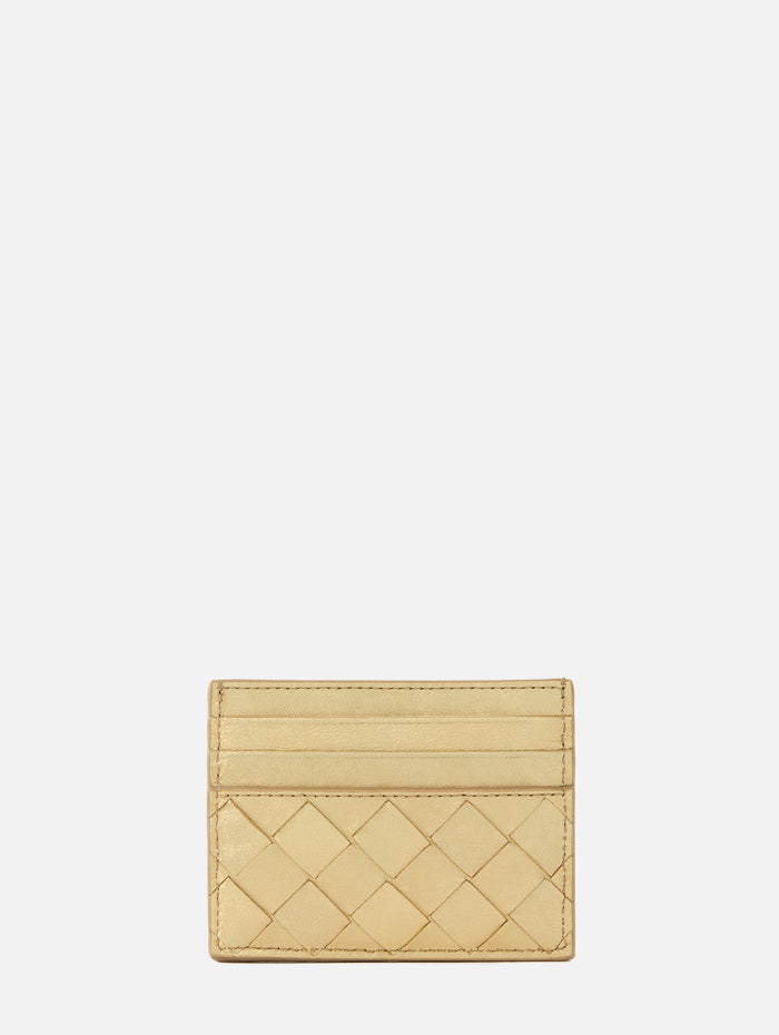 Intrecciato Credit Card Case,BOTTEGA VENETA,GOLD,Image 1