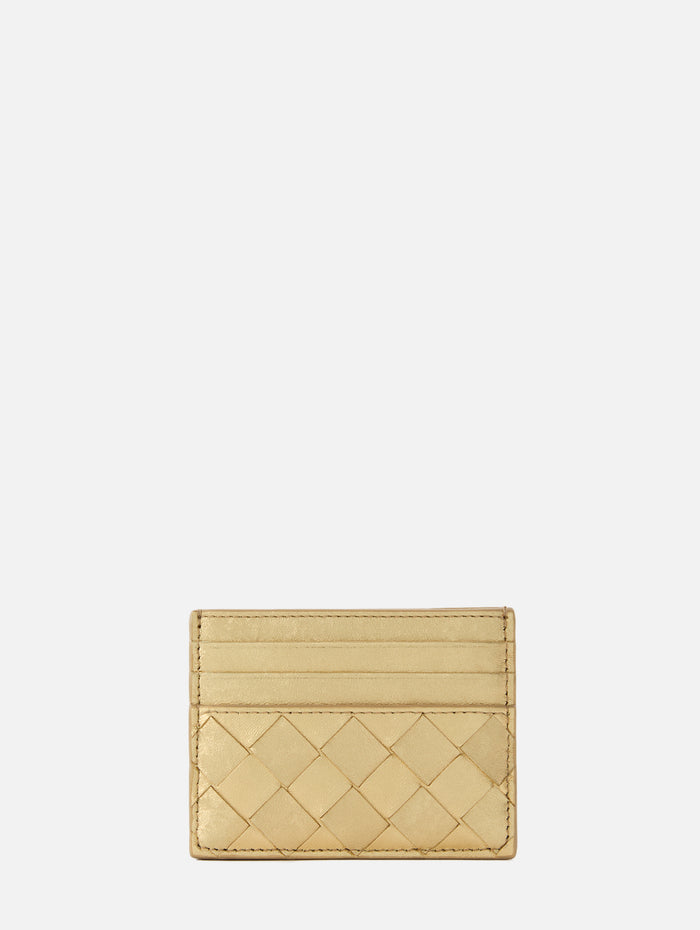 Intrecciato Credit Card Case,BOTTEGA VENETA,GOLD,Image 1