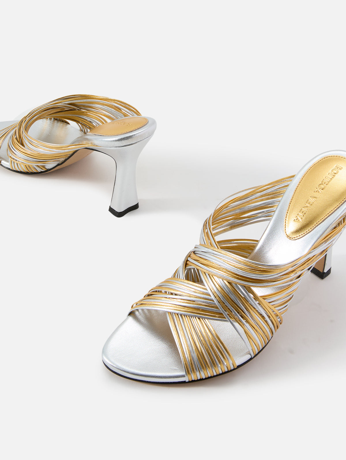 Rana Multi Thread Lami Sandal,BOTTEGA VENETA,GOLD SILVER,Image 2