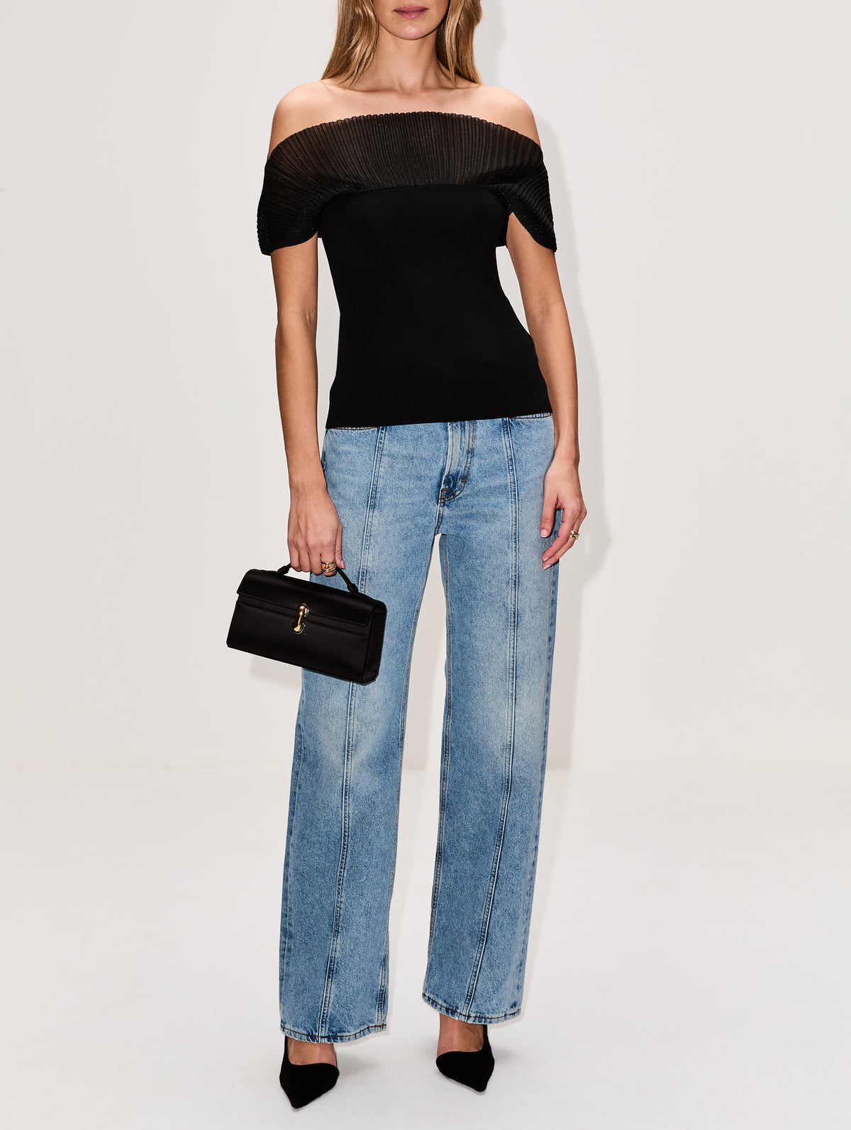 Contrast Knit Top,HOUSE OF DAGMAR,BLACK,Image 2