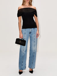 Contrast Knit Top,HOUSE OF DAGMAR,BLACK,Image 2