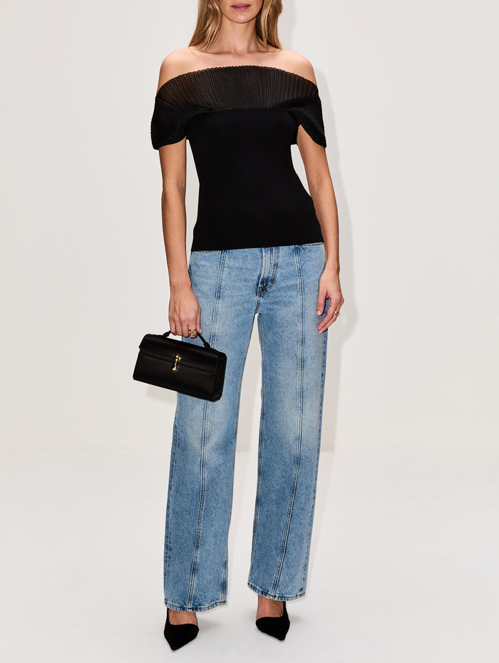 Contrast Knit Top,HOUSE OF DAGMAR,BLACK,Image 1