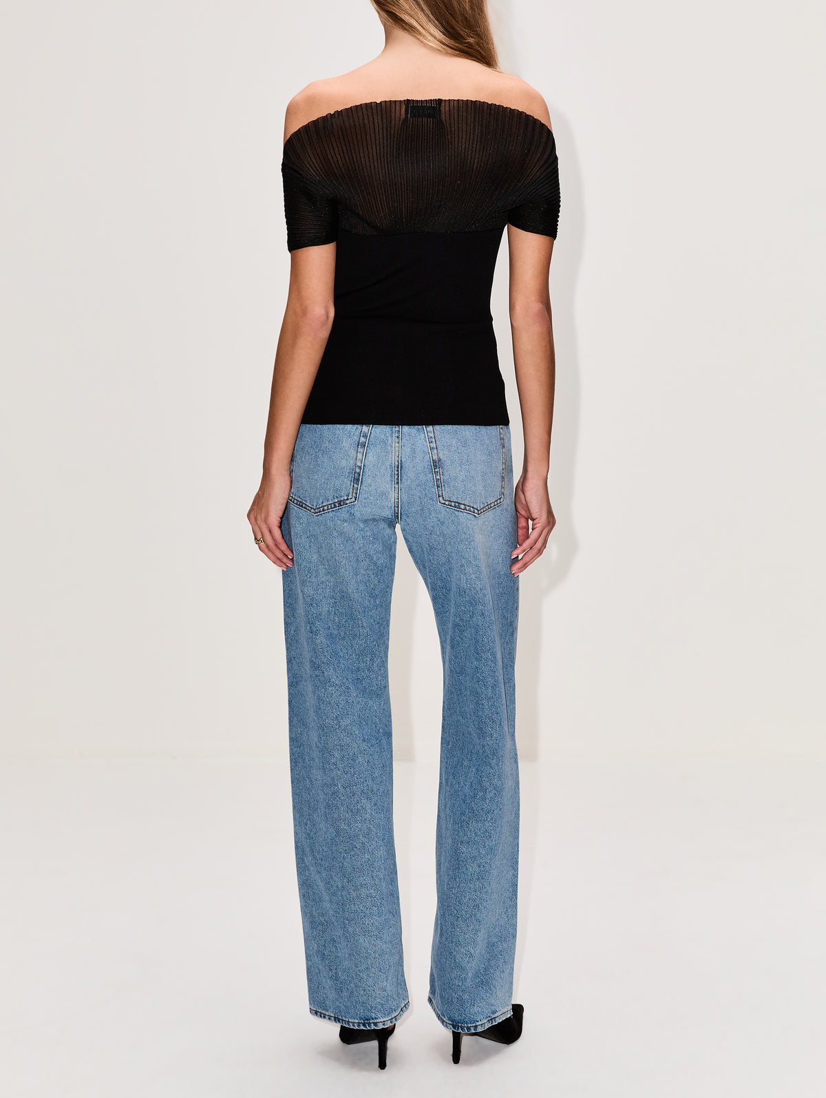 Contrast Knit Top,HOUSE OF DAGMAR,BLACK,Image 3