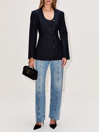 Collarless Blazer,HOUSE OF DAGMAR,DARK NAVY,Image 2