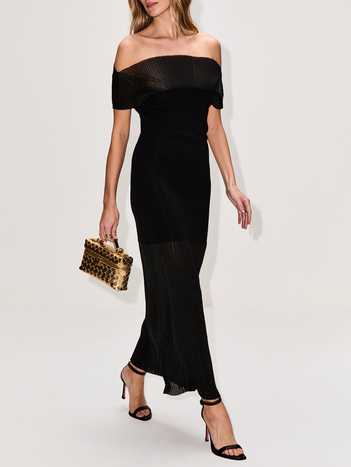 contrast knit dress Pretty Lavish contrast knit maxi dress in black