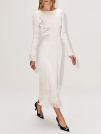 Mina Frayed Edge Dress,FFORME,CREAM,Image 3