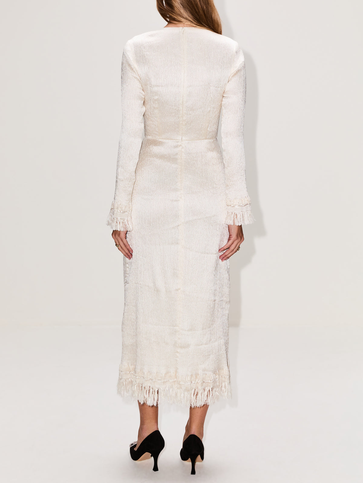 Mina Frayed Edge Dress,FFORME,CREAM,Image 4